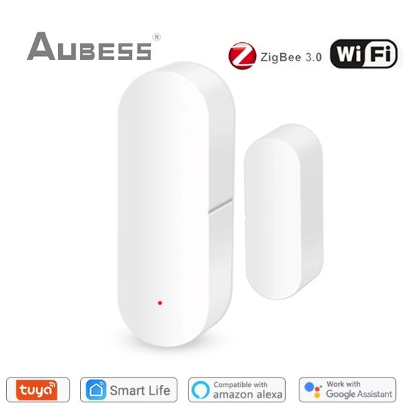 Detector Tuya Smart WiFi / Zigbee Puerta Puerta de la ventana de la puerta Abierta / cerrada La alarma del hogar inteligente Funciona con Alexa Google Home Smart Life