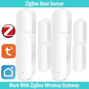 Détecteur Tuya Smart Zigbee Door Window Contacteur Capteur Smart Home Wireless Door Detectors Open / Fermer App Remote Alarm Travail avec Zigbee Hug