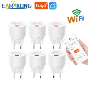 Detector Tuya WiFi Gasleksensor Brandbaar gasdetector Smart Life APP LPG Alarm Home Security Alarmsysteem EU US UK Plug Wit