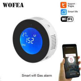 Detector Tuya WiFi Smart LPG Natural Gas Alarm Combustible Gaslak Detector LCD Display Smart Life App Message Push Auto Close Falp