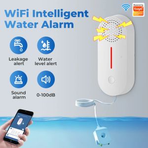 Detector Tuya WiFi Smart Water Lekage Sensor Water Overloop Level Detector Beveiligingsbeveiliging 100DB Geluidsalarmsysteem Remote Monitor