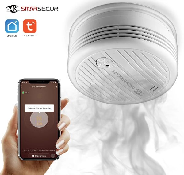 Detector Tuya WiFi Alarma de humo Protección contra incendios Detector de humo Combinación de la alarma de incendio Sistema de seguridad del hogar Fireles de seguridad