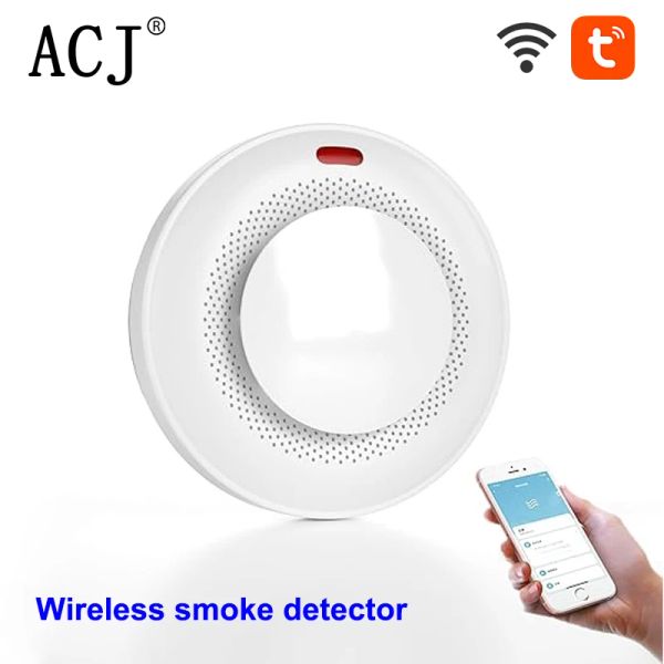 Détecteur Tuya WiFi Smoke Detector Sécurité Protection de la sécurité Capteur d'alarme de fumée de feu Smart Home Safety System fonctionne avec l'application Smart Phone