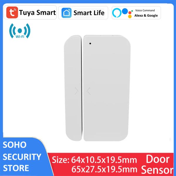 Detector Tuya WiFi Puerta de ventana Sensor detector inalámbrico Alexa Google Voice Command Commate Open/cerrado Control remoto de la aplicación Smart Life Smart Life