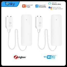 Detector Tuya Wifi / Zigbee Lek Alarm Water overstromingsdetector Smart Home Alarm Overloop en volledig water Alarmbeveiligingsbescherming Smartlife