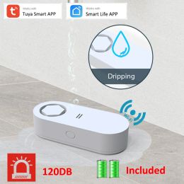 Détecteur Tuya fonctionne seul WiFi fuite d'eau au sol détecter goutte à goutte capteur de fuite détecteur d'inondation 120DB alerte sonore APP Notification d'alarme à distance