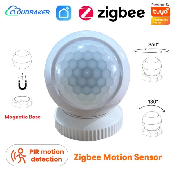 Détecteur Tuya Zigbee 3.0 Smart PIR Motion Motion Capteur Infrarouge Détecteur avec une base magnétique 360 ° Rotation de mouvement du corps humain Mouvement du corps