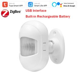 Detector Tuya Zigbee Detectores infrarrojos Sensor de movimiento PIR Ángulo de detección de 120 ° Alarma Seguridad Compatible Control de voz Aplicación Alexa Smart Life