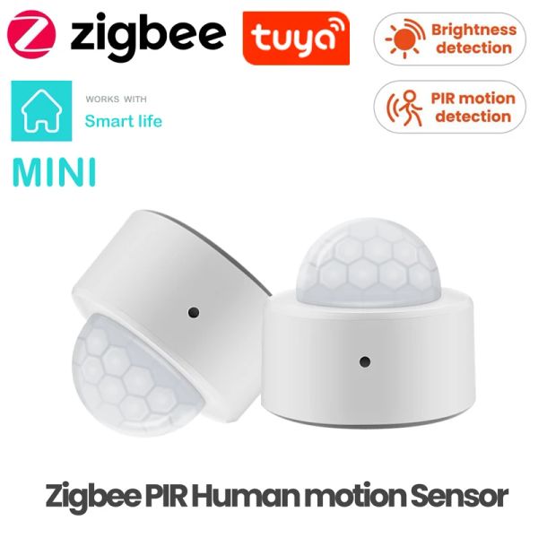 Détecteur Tuya Zigbee Mini Pir Motion Motion Human Body Infrared Alarm Detecteur avec une luminosité Luminance Capteur Smart Home Security