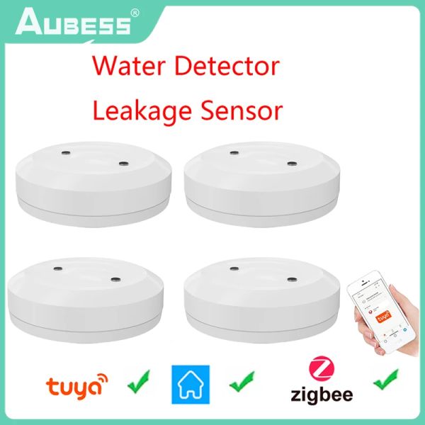 Détecteur Tuya Zigbee Smart Home Capteur d'eau Détecteur Smart Life App Remote Control Flood Water Fakage Alarm Works with Tuya Zigbee