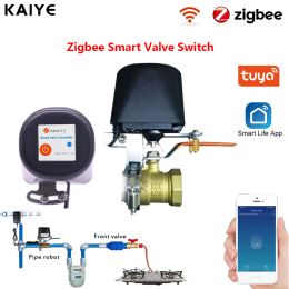 Detector Tuya Zigbee Smart Valve Controller voor watergaspijplijn Auto gesloten op UIT werkt met Alexa Google Smartlife/Graffiti Smart App