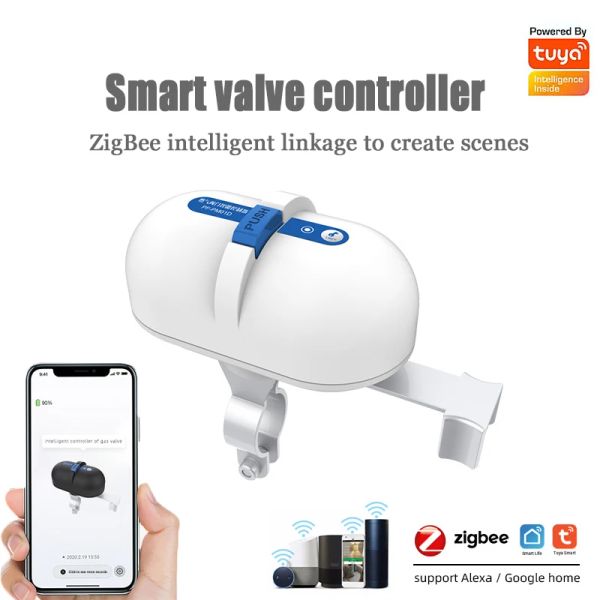 Détecteur Tuya Zigbee Smart Water Valve Smart Gas Valve Contrôleur Contrôleur Smart Life App Controly Alexa Google Assistant