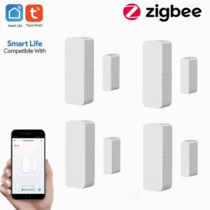 Détecteur Tuya Zigbee Smart WiFi Door Capteur Porte ouverte / Détecteurs fermés Compatible avec Alexa Google Home Smart Life App Zigbee Hub