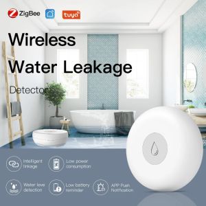 Détecteur Tuya Zigbee Fuite d'eau Détecteur Capteur d'inondation Overflow Alert Smart Life App Remote Controly fonctionne avec Alexa Google Home