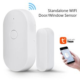 Détecteur Capteur de fenêtre de porte WiFi Tuya Home Smart Home Independent Wireless Security Alarm Fonctionne avec Alexa Notification Open Or Ferm no Hub