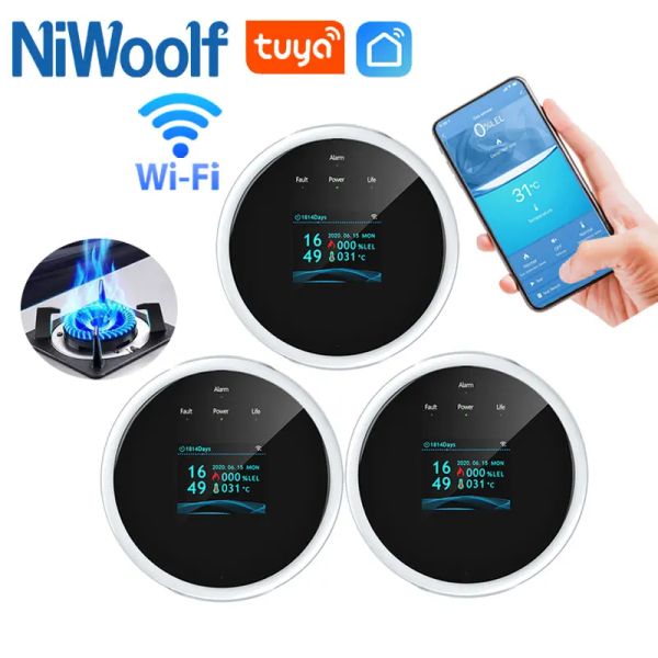 Détecteur Capteur de gaz WiFi Tuya Fuise de fuite de gaz naturel Détecteur Affichage LED Contrôle de l'application ALARME SMART HOME SMART HOME