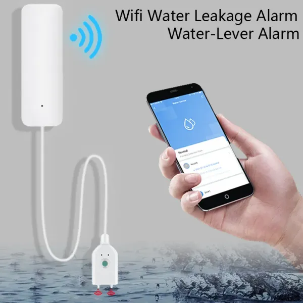 Detector Wifi Sensor de nivel de agua Sensor de fugas doméstico inteligente Control de aplicación sistema de alarma Detector de tanque protección de desbordamiento de seguridad de vida inteligente