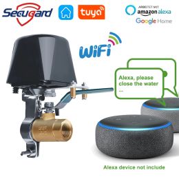 Détecteur WiFi Water Valve Tuya Smart Home Gas Valve Gar Off App Remote Controller Auto compatible avec Alexa Google Assistant