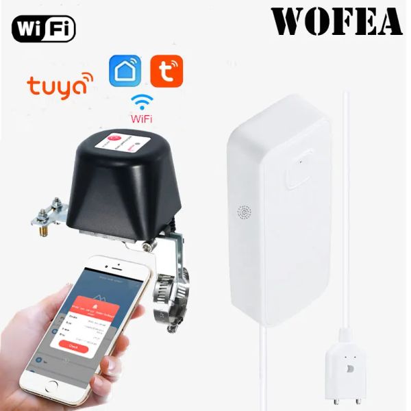 Détecteur WOFEA WiFi Water Fakage Capteur Application Application Battery Opperted Home Security Water Detector Tuya Tap pour courir intelligent