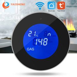 Detector YAOSHENG 210W Tuya Wifi détecteur de gaz SmartLife App contrôle capteur d'alarme de fuite de gaz naturel Combustible pour alarme de sécurité à domicile