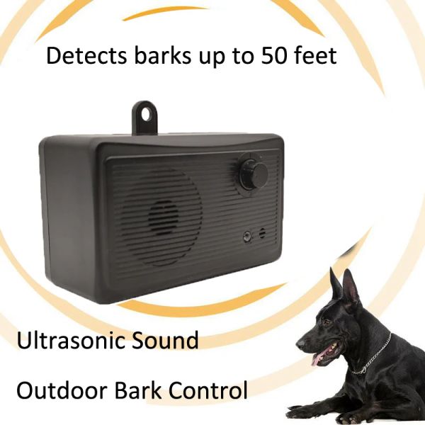 JANPET Répulsif à ultrasons extérieur Anti-aboiement pour chiens Entraînement Répulsif pour chiens Contrôle des animaux Sonic Stop Bark jusqu'à 50 pieds