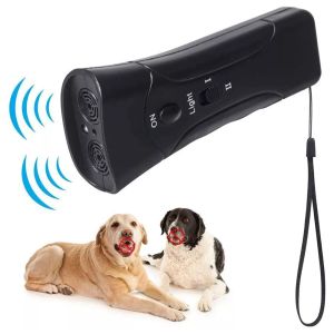 Dissuasifs pour animaux de compagnie Repeller anti-aboiement Stop Barking Dog Training Device Traineur de chien avec lampe de poche LED Ultrasonic Antibarking