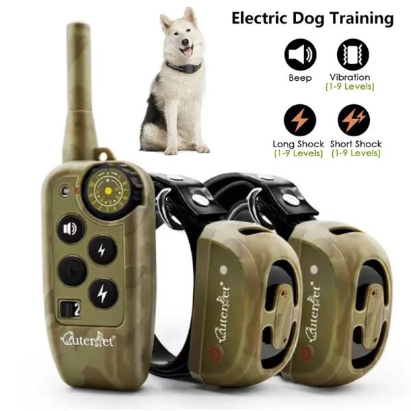 Disuasorios Collar de entrenamiento para perros Control remoto 2000 pies impermeable recargable tapón de corteza para mascotas Collar de entrenamiento de Control repelente de perros