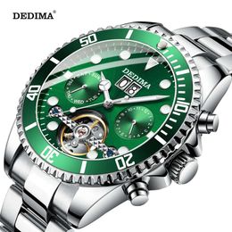 Detima Swiss Green Water Ghost herenvolautomatisch mechanisch multifunctioneel Super Glow-horloge