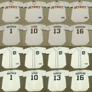 Detroit 10 Rusty Staub 13 Lance Parrish 1 Lou Whitaker 16 Tom Brookens Baseball Jersey cousu