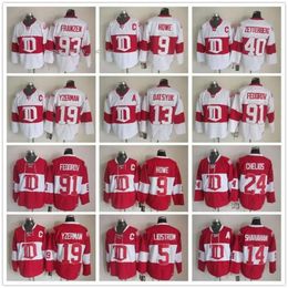 Maillots de version vintage des Red Wings de Detroit 19 YZERMAN 40 ZETTERBERG 13 DATSYUK 5 LIDSTROM 24 CHELIOS 9 HOWE 31 JOSEPH Maillot de hockey 6119 5096