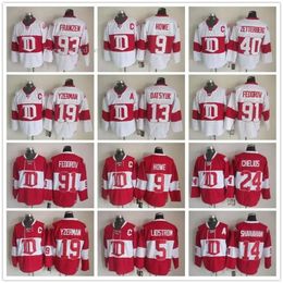 Maillots de version vintage des Red Wings de Detroit 19 YZERMAN 40 ZETTERBERG 13 DATSYUK 5 LIDSTROM 24 CHELIOS 9 HOWE 31 JOSEPH Maillot de hockey 2209