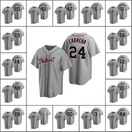 Detroit''Tigers Heren #24 Miguel Cabrera 44 Daniel Norris 28 Niko Goodrum Custom Jeugd Grijs''Replica''Road Jersey