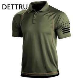 Dettru Mens T-shirts Activités extérieures d'été Polo Tactical Polo Collar Fotting Sweatshirts 240412