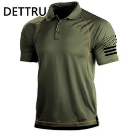 Dettru Mens T-shirts Activités extérieures d'été Polo Tactical Polo Collar Fotting Sweatshirts 240423