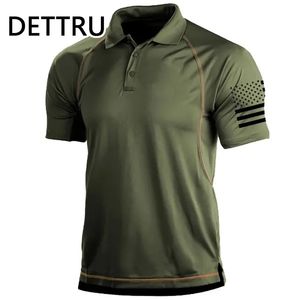 Dettru Mens Tshirts Summer Outdoor Activities Tactical Sports Polo Collar Fotting Sweatshirts 240430