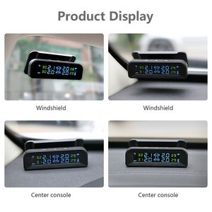 Develuck TPMS Car Tire Pressure Monitor System Automatic Clock Control Solar Power Adjustable LCD screen Display Wireless 4 tire