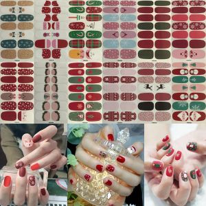 Appareil 12Sheets Nail Stickers Set Colorful Snowflake Elk Nail Art Adhesive décalsive Couverture complète Wraps Christmas For Manucures Decoration