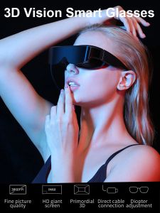 Dispositifs 2022 Nouvelle lentille 3D Lunettes vidéo intelligentes Connexion directe par câble USB HD Écran Caméra Wear VR Bluetooth Wifi Double haut-parleurs stéréo