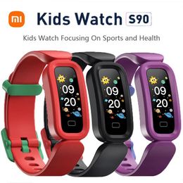 Apparaten 2022 Xiaomi Kindersmartwatch S90 Fitnessarmband Waterdichte wekker Slaapmonitor Sportpolsband voor kinderen Meisjes Jongens