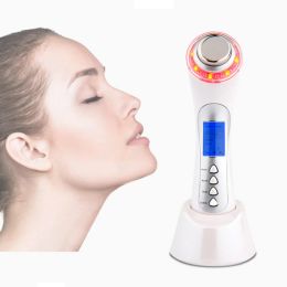 Dispositivos 3Mhz Ion ultrasónico LED Fotón Galvánico Spa Masajeador facial Limpieza de la piel Levantamiento facial Ultrasonido Microcorriente Máquina de belleza