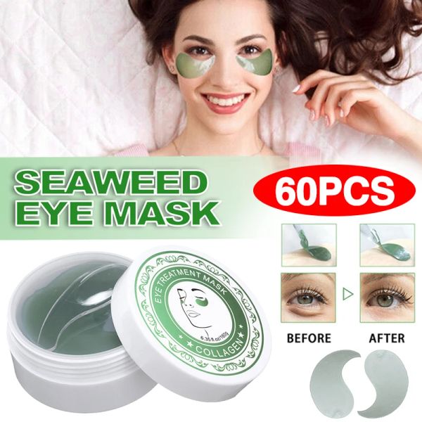 Dispositifs 60 pièces sous les yeux patchs masque aux algues vertes coussin de Gel hydratant Anti-cernes rides masque pour les yeux réparation aux algues beauté