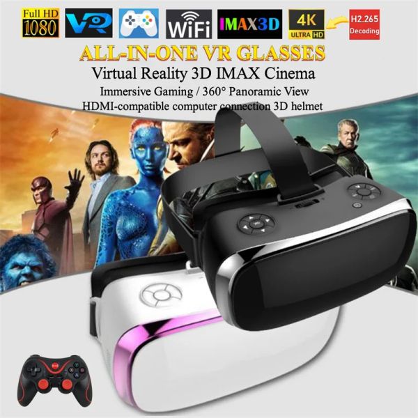 Dispositifs ALLINONE VR Luners Virtual Reality IMAX CINEMA CASHET CASHET 360 ° Vue complète Immersive Gaming Android PC Lunes 3D sans fil