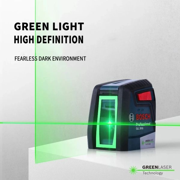 Dispositifs Bosch Laser Niveau GLL30G Haute précision Twoline Green Horizontal and Vertical Laser Niveaux Cross Laser pour décoration domestique pour la maison