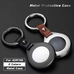 Apparaten Duurzame hoge kwaliteit voor AirTags Metal Leather Protective Case voor Apple GPS Antilost Locator Tracker met sleutelhanger accessoires