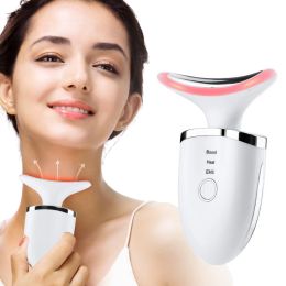 Dispositivos Dispositivo de belleza de la cara de cuello eléctrico 3 colores LED Photon Therapy Apriete la piel Reducir la barbilla doble Eliminar las herramientas de cuidado de la piel