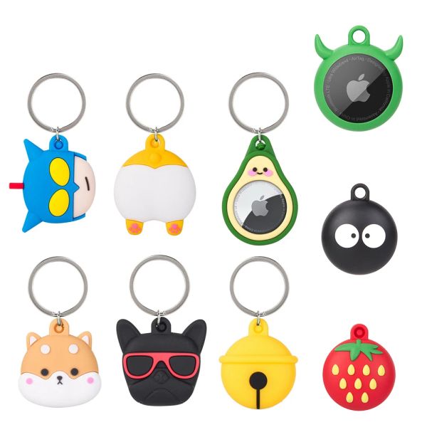 Appareils pour le localisateur de boîtier à airtag mignon drôle de chien drôle de dessin animé Protection en silicone coque de protection antilost pour le couvercle du tracker de localisateur AirTags