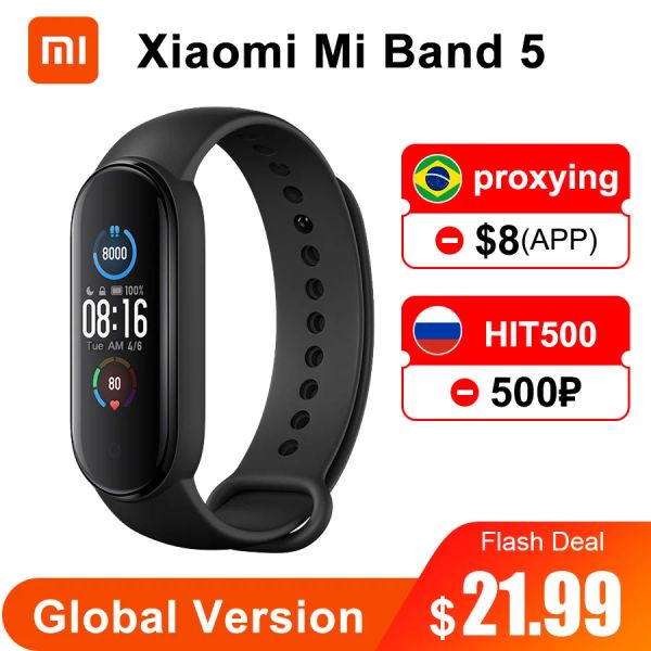 Dispositifs Version globale Xiaomi Mi Band 5 Bracelet intelligent 4 Color Amoled Screen Miband 5 Smartband Fitness Traker Traker Smart Band 5