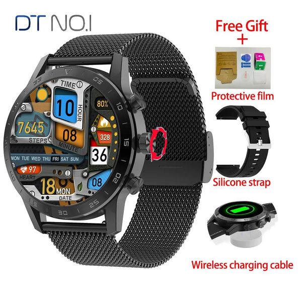 Appareils KK70/DT70 montre intelligente hommes 454*454 HD écran appel téléphonique chargeur sans fil bouton rotatif IP68 étanche musique jouer ECG Smartwatch