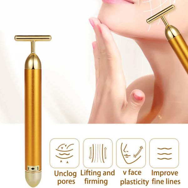 Dispositifs Lesen Beauty Bar 24K visage électrique minceur tige bâton d'or masseur facial en forme de T resserrant la peau électrique beauté Inst