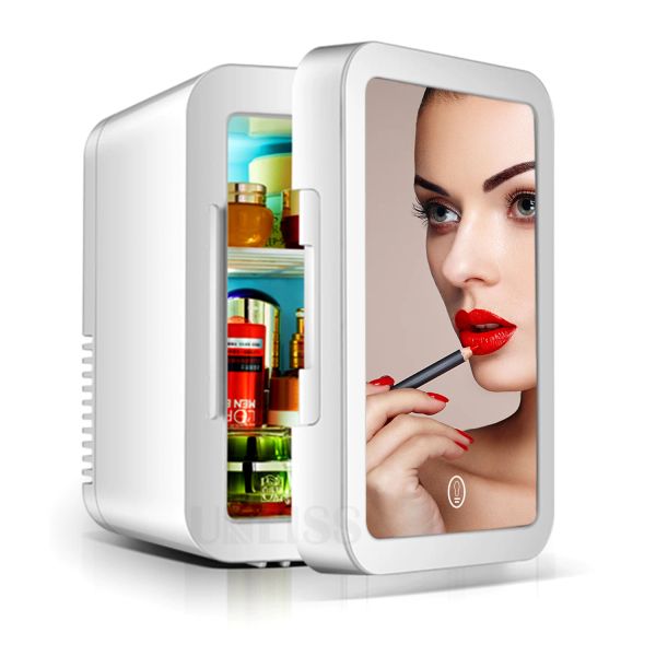 Dispositifs mini réfrigérateur 8l réfrigérateur cosmétique avec miroir LED Miroir portable Réfrigération de la peau de la peau réfrigérateur pour usage domestique de voiture